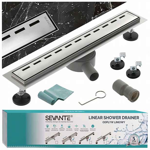 Lineární odtok s maskovacím otvorem 60 cm Flat inox nerezová ocel otočný sifon