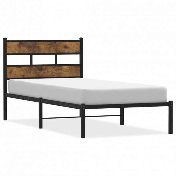 vidaXL Kovový rám postele bez matrace kouřový dub 75 x 190 cm