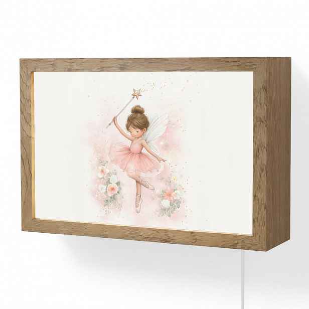OnlyWow NÁSTĚNNÁ LAMPA Baletka - Víla - Květiny - Růžová 30x20 cm