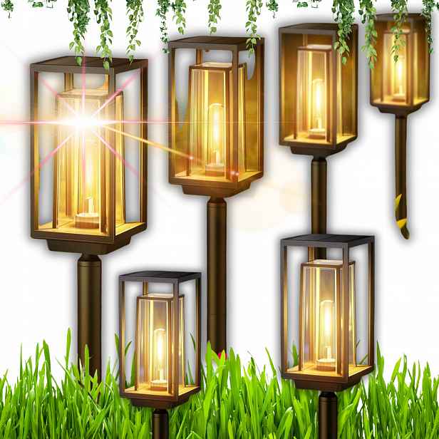 Solární Zahradní Lampa Teplá, Senzor Soumraku, 2X Nastavitelná Zapichovatelná Lampa