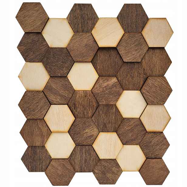 Stěnové Panely 3D Dřevěná Mozaika Lamely lamely hexagon Směšovaný