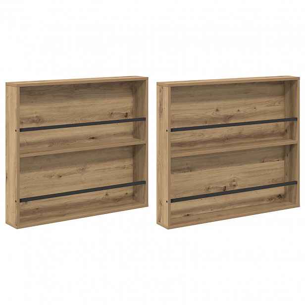 vidaXL Regál na časopisy s policí 2 ks Artisanový dub 80 x 12 x 70 cm