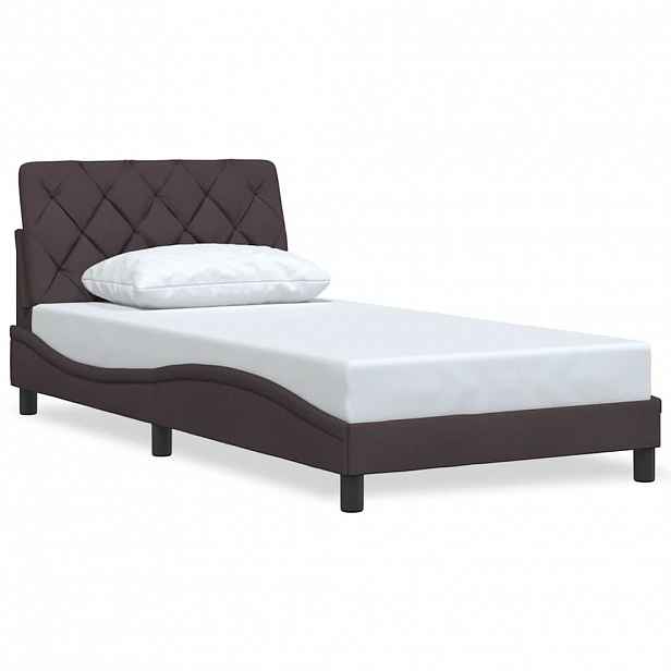 vidaXL Rám postele bez matrace tmavě hnědá 100 x 200 cm textil