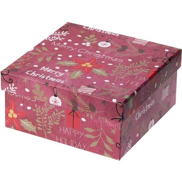 Dárkový vánoční box, červená, 14,5x7x14,5cm