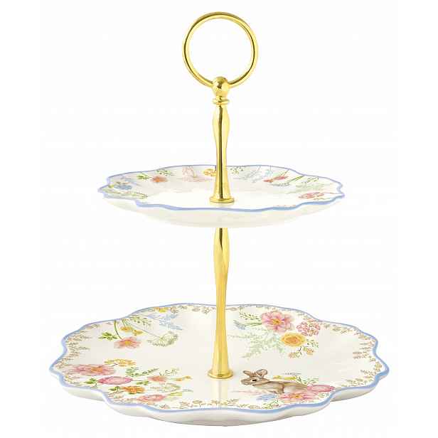 Dvoupatrová porcelánový podnos 21 cm Easy Life králík květiny paterka dort