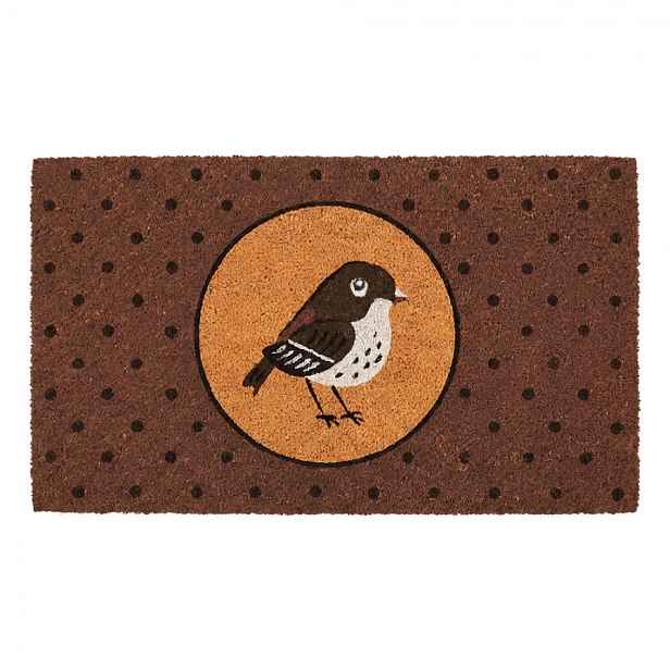 Hnědá kokosová rohožka s ptáčkem Bird - 75*45*1 cm Clayre & Eef