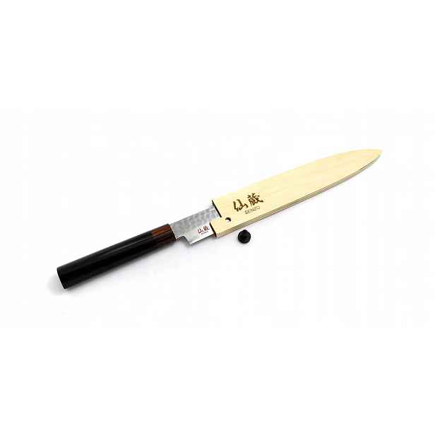 Japonský nůž Yanagi Sashimi 210 Senzo Wood, dřevěná pochva Saya bonus