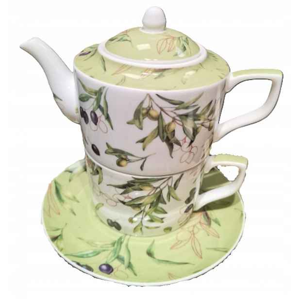 Tea for one Konvička šálek 480/220 ml motiv Zelené olivy