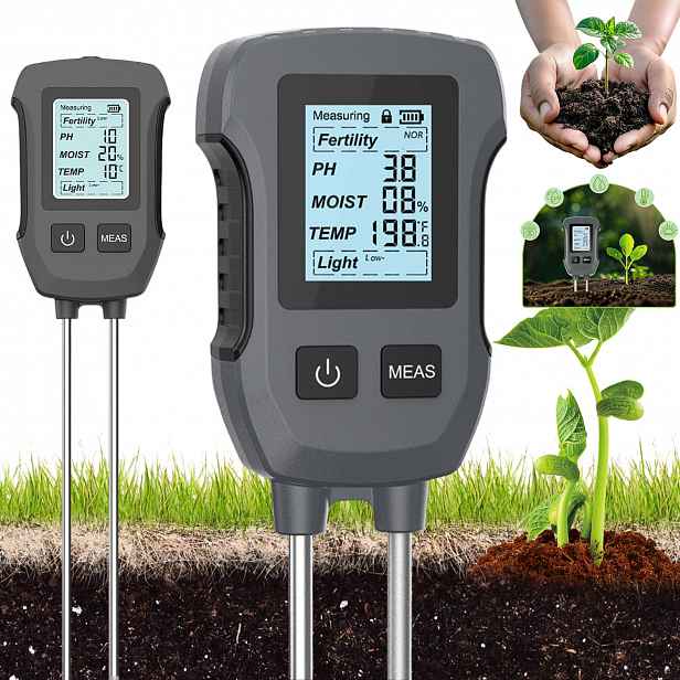 Kyselinoměr Půdy Tester Zeminy Substrátu Ph Multifunkční Měřič Teploty