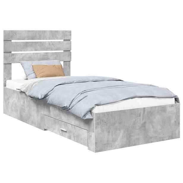 vidaXL Rám postele s čelo Betonově šedá 100 x 200 cm Kompozitní dřevo