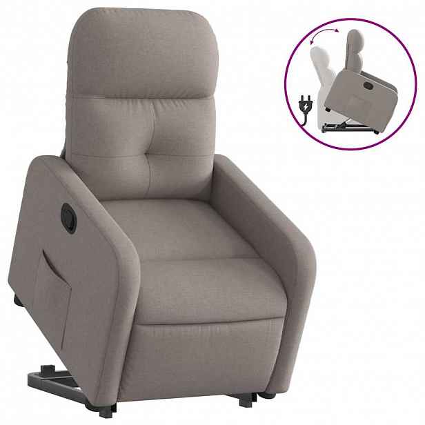 vidaXL Zvedací polohovací křeslo taupe textil