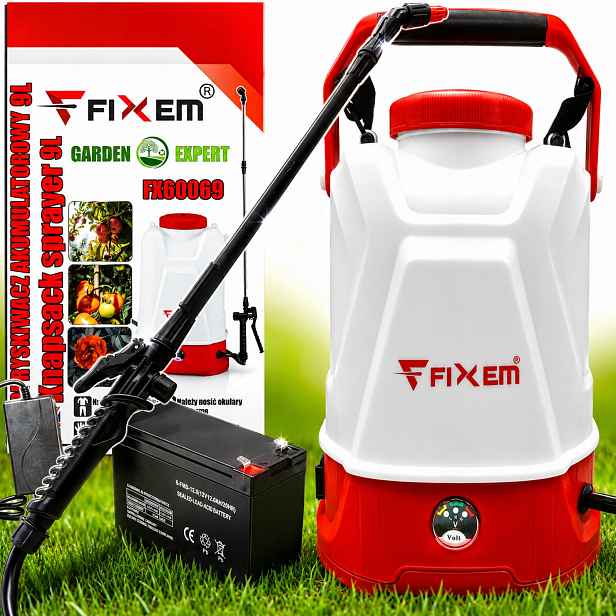 Akumulátorový postřikovač 9L Fixem FX60069 12V s teleskopickou lankou