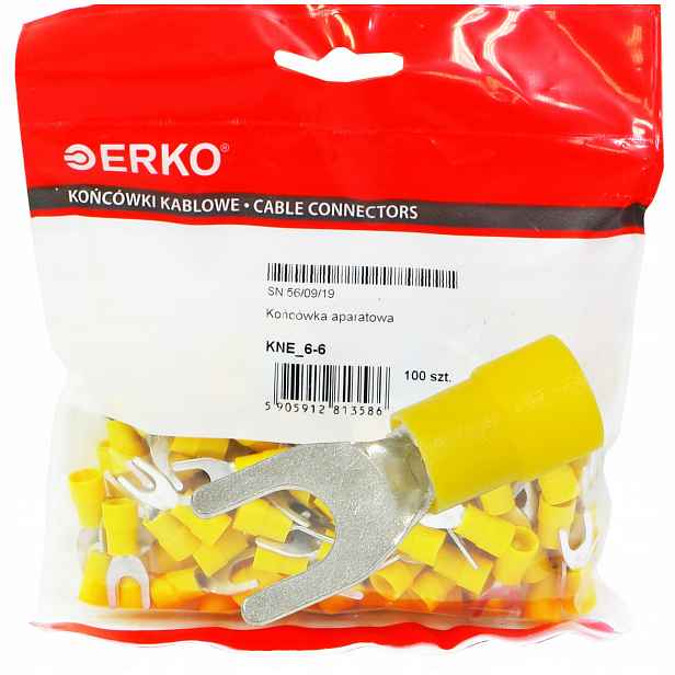 Koncovky vidlice izolované 6 mm M6 100 Ks Erko