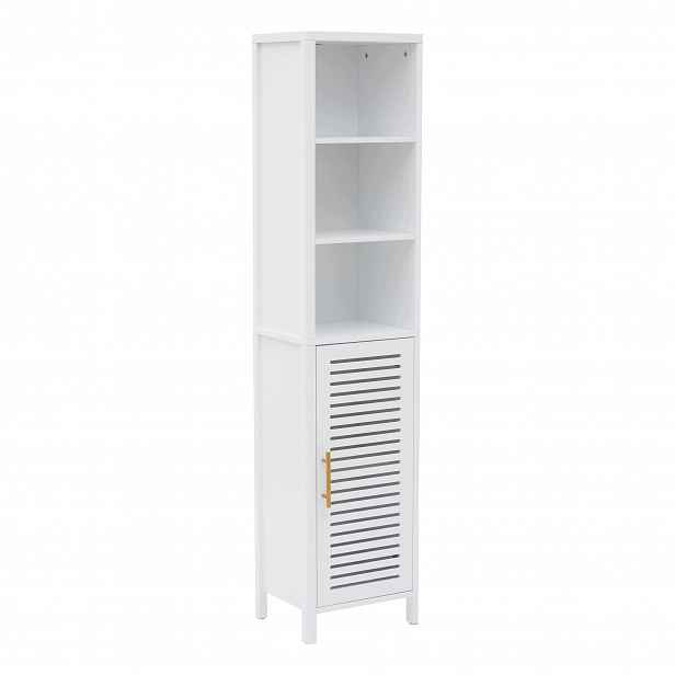Sloupek Bílý, Vysoká Koupelnová Skříňka 36 X 30 X 160 CM S Regálem Mdf