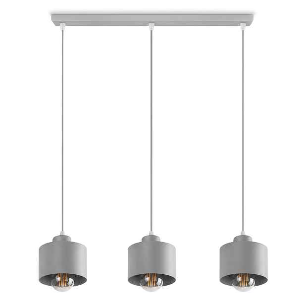 Trojitá kovová závěsná lampa Urban Grey s lištou nad stůl a ostrov