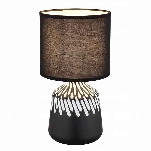 Černá stolní lampa Rela s teplým leskem do ložnice Globo