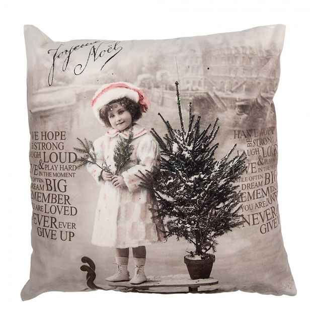 Dekorační polštář s nostalgickým motivem - 45*45*4 cm Clayre & Eef
