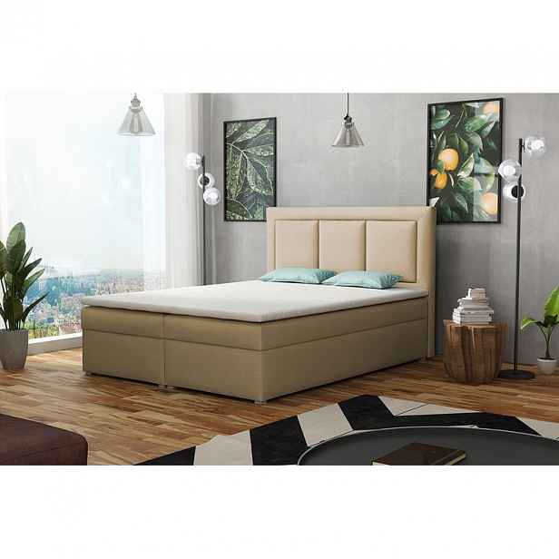 Manželská kontinentální postel 140x200 GOSTORF 1 - béžová + topper ZDARMA