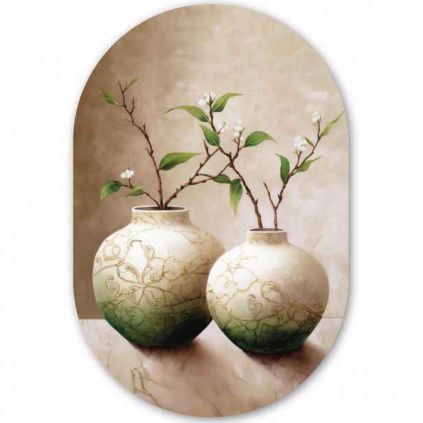 MuchoWow NÁSTĚNNÝ OBRAZ Květiny - Váza - Bílá - Botanická - Béžová 40x60 cm