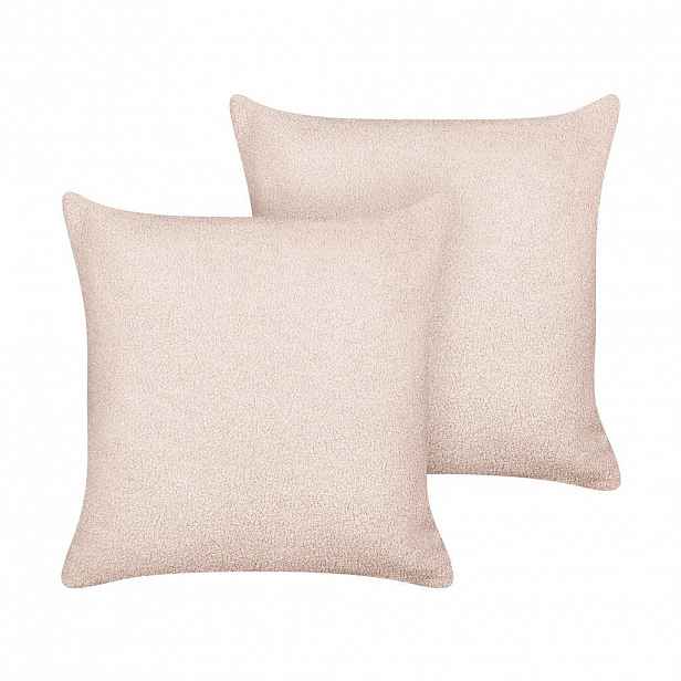 Beliani DEKORATIVNÍ polštář sada 2 ks Pastelově růžový 45/45 cm Leuzea