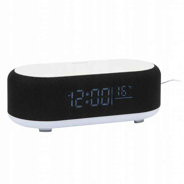 Budík stolní elektronický Led s nabíječkou a Bluetooth, černý, Vogue