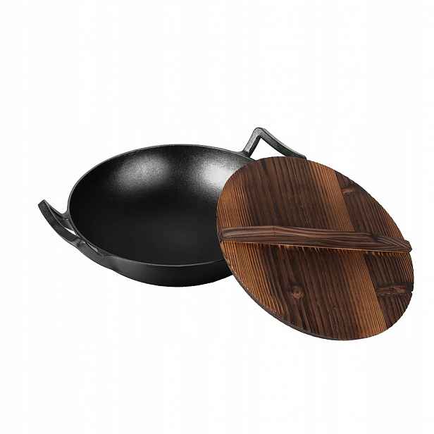LP-BH-190 – litinový wok s dřevěným víkem 30 cm Berlinger Haus Matte