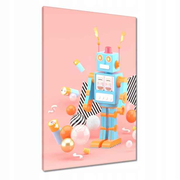 Obrazy 60x90 Robocik Robot Růže Světle Modrá