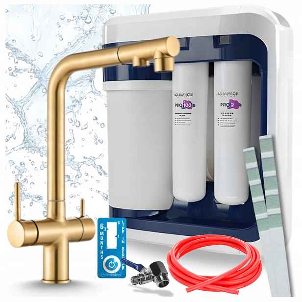 Třícestná Zlatá Kartáčovaná Baterie S Filtrem Aquaphor Reverzní Osmóza