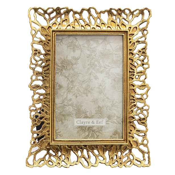 Zlatý antik fotorámeček se zdobným okrajem - 17*2*22 cm / 10*15 cm Clayre & Eef