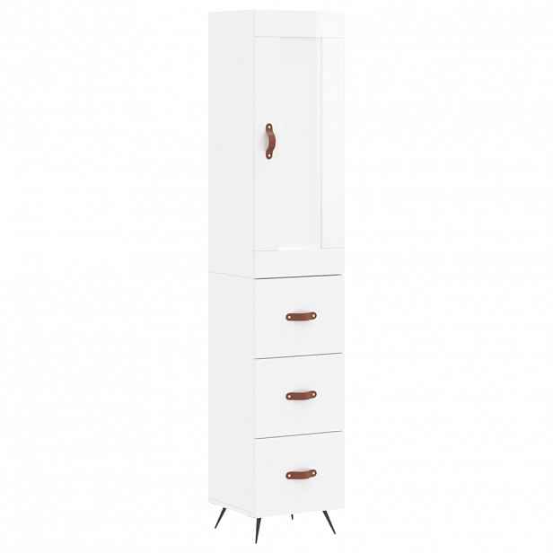 vidaXL Skříň highboard bílá s vysokým leskem 34,5x34x180 cm kompozit