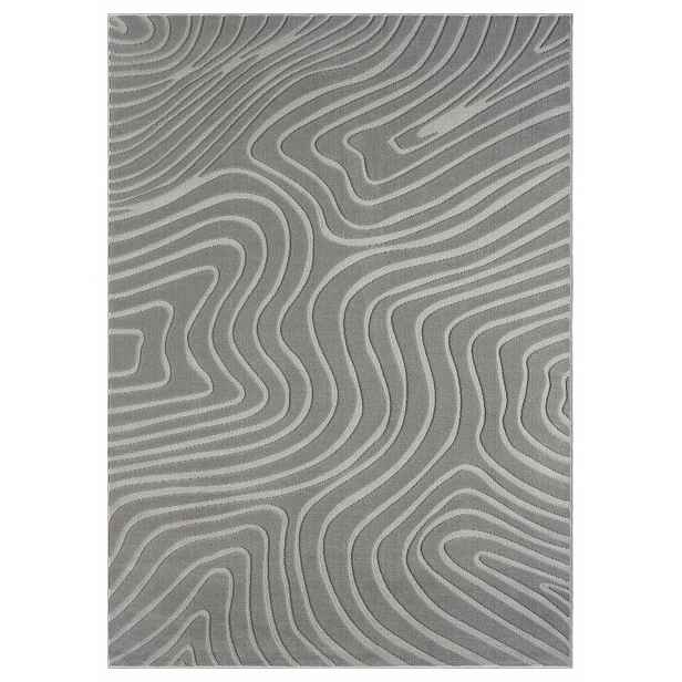 Koberec do obývacího pokoje 80x150 cm, měkký vlas, šedý, moderní vyřezávaný 3D vzor