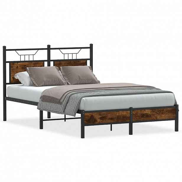vidaXL Rám postele bez matrace kouřový dub 120x190 cm kompozitní dřevo