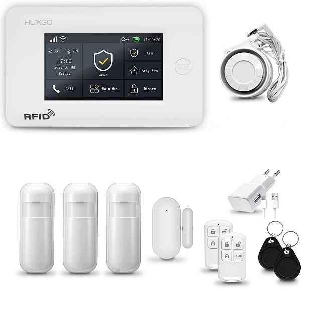 Bezdrátový alarm WiFi+ Gsm 4G s aplikací Tuya, sada Huxgo HXA006 R3PS