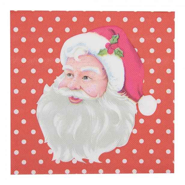 Červené puntíkaté ubrousky Santa Claus - 33*33 cm (20ks) Clayre & Eef