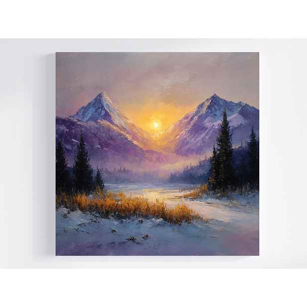 Obraz Na Plátně Canvas Hory Vrcholy Dolina Zima Sníh Mráz Slunce 50x50