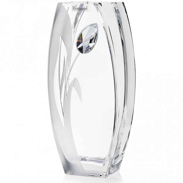 Skleněná váza s křišťálem a hranolem Tulipán Swarovski 26 cm moderní
