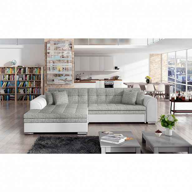 MID.YOU ROHOVÁ SEDAČKA, textil, šedá, bílá