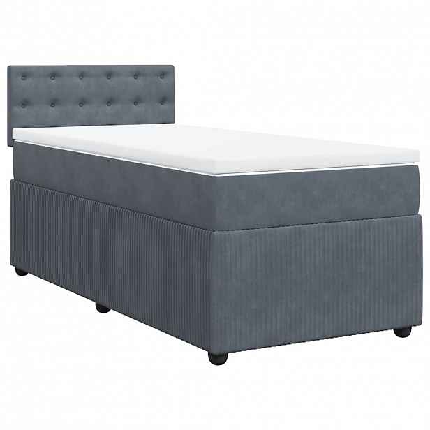 vidaXL Box spring postel s matrací tmavě šedá 90x190 cm samet