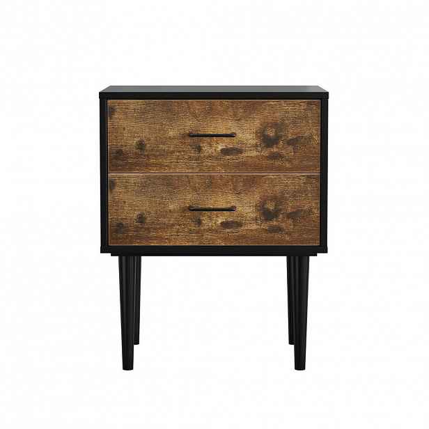Modfu NOČNÍ stolek z MDF 51x38x66 cm hnědý se 2 zásuvkami, multifunkční úložný prostor v retro stylu