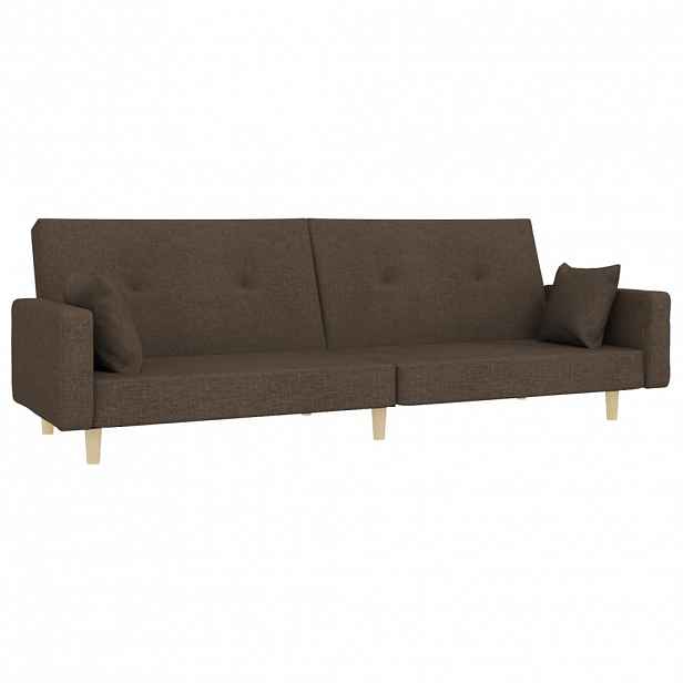 vidaXL 2místná rozkládací pohovka se 2 polštáři taupe textil