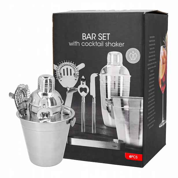 Barmanská sada 6 ks nerezová ocel shaker, kbelík na led a nápoje