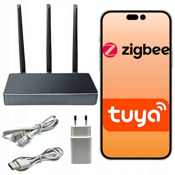 Brána Zigbee 3.0 Černá, tři antény Tuya Wi-Fi Repeater Lan RJ45