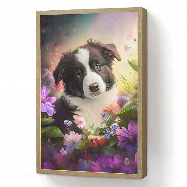 OnlyWow DOBÍJECÍ NOČNÍ LAMPIČKA Štěně - Slunce - Květiny - Příroda - Border kolie - Pes 40x60 cm