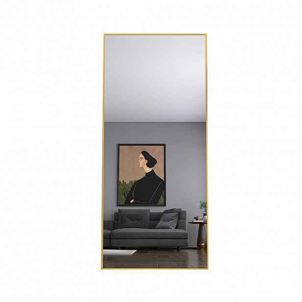 SHOPENTRA ZRCADLO na celé tělo 180x80 cm, zlatý hliník, volně stojící, obdélníkové
