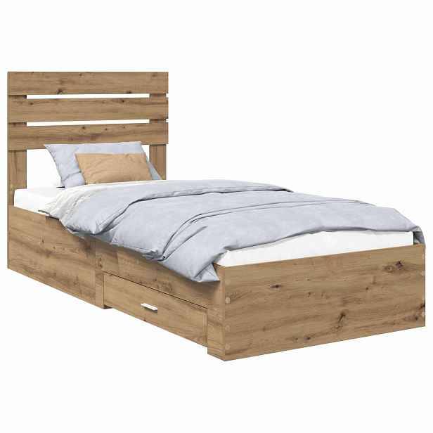 vidaXL Rám postele s čelo Artisanový dub 100 x 200 cm Kompozitní dřevo