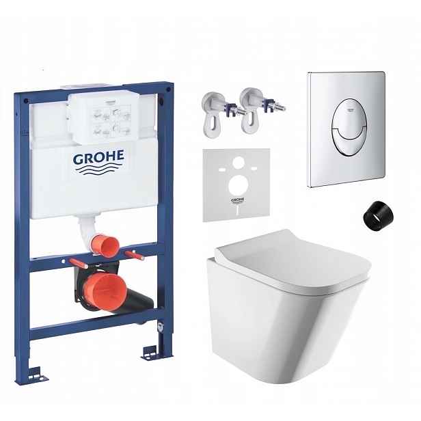 7v1 Podomítkový Wc set, rám Grohe 82 cm, Wc mísa Rim Omnires s tlačítkem