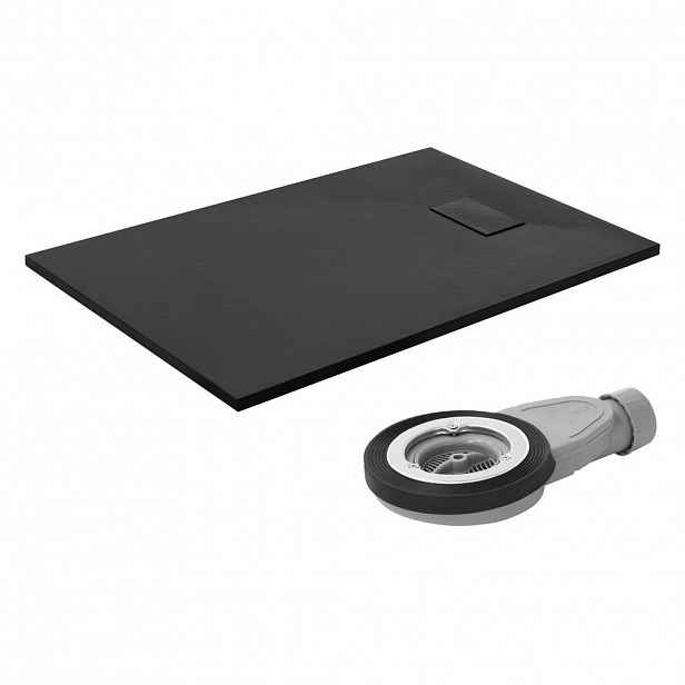 LuxeBath SPRCHOVÁ VANUŠKA 120x80 cm černá s odtokovou sadou z SMC