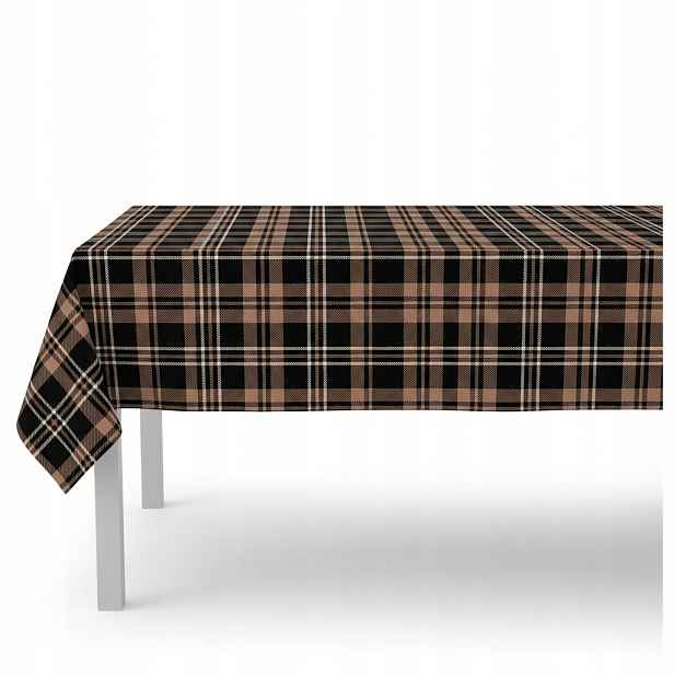 Velurový kostkovaný Ubrus 140 x 180 cm velvet velur Krata Béžový ubrus na stůl