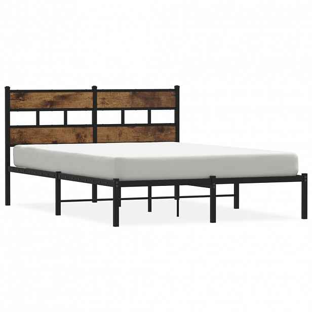 vidaXL Kovový rám postele bez matrace kouřový dub 140 x 200 cm