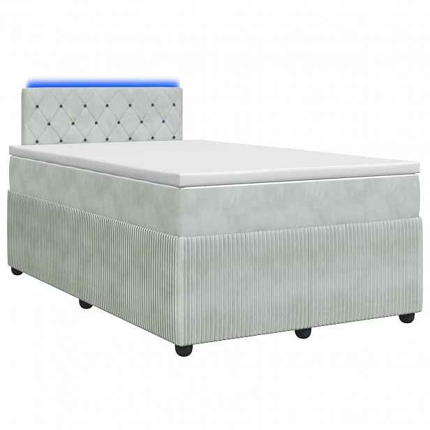 vidaXL Postel boxspring s matrací Světle šedá 120 x 190 cm Samet